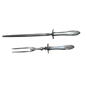 Oneida Community Patrician 1914 Silverplate Carving Fork Horning Steel Set